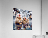 Macaques in hot spring Acrylic Print