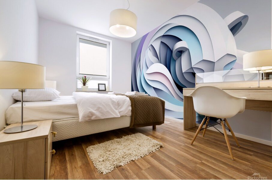 Sleeping Polar Bear Paper Art Mural print