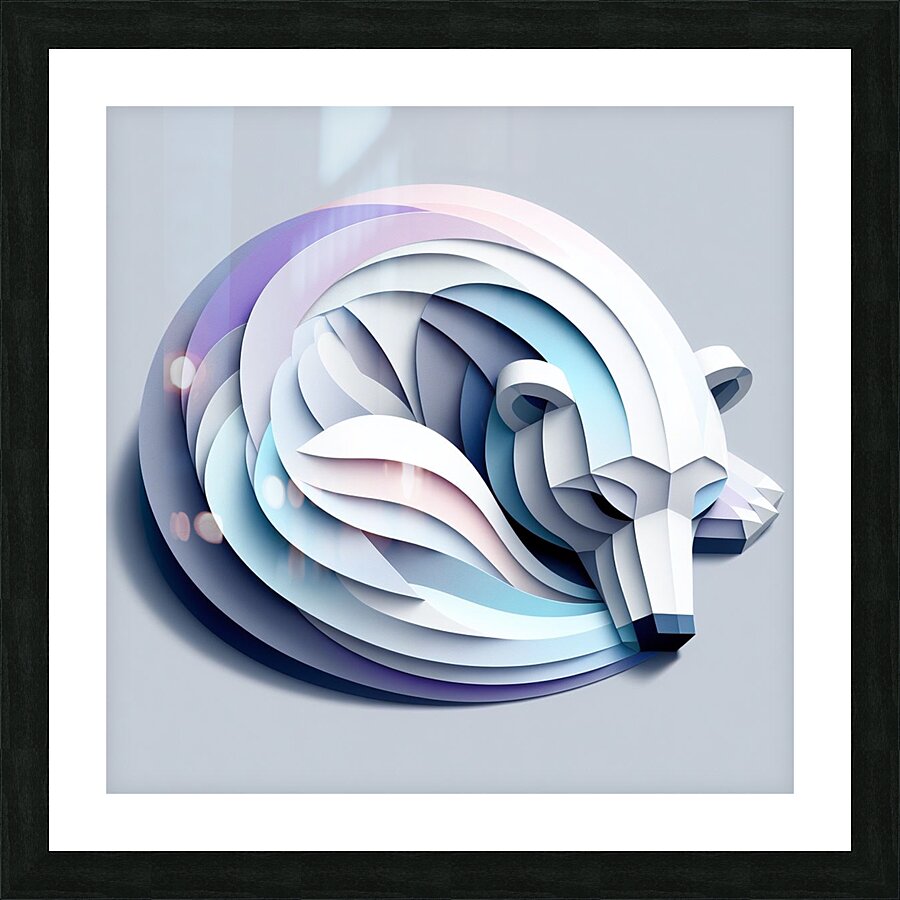 Sleeping Polar Bear Paper Art Picture Frame print