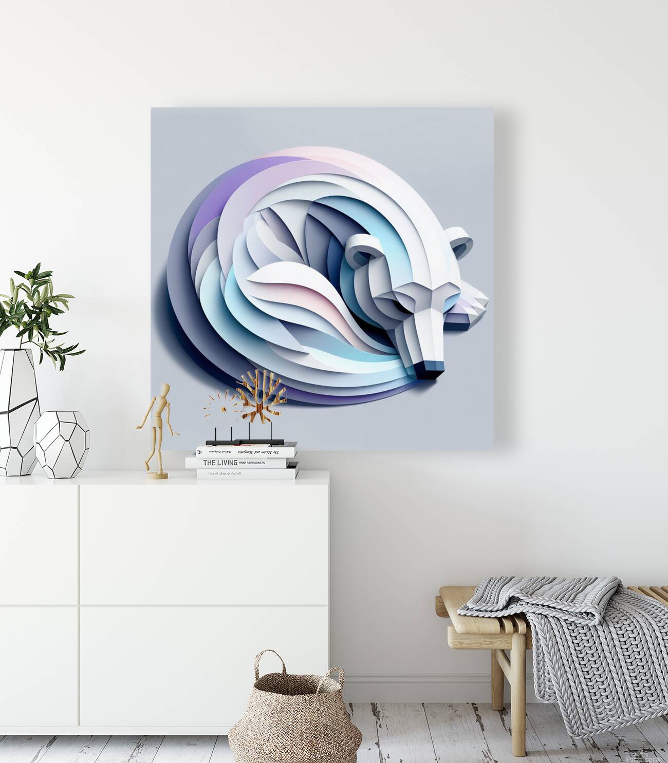 Sleeping Polar Bear Paper Art Reproduction