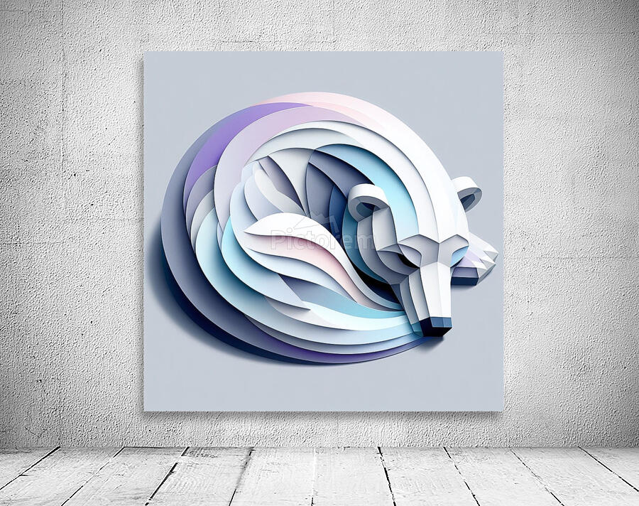 Sleeping Polar Bear Paper Art Wall Preview