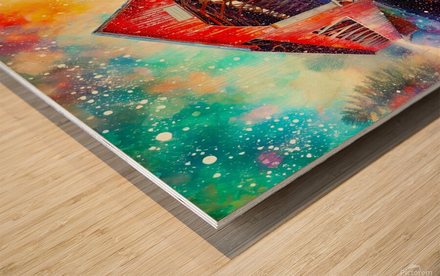 Covered Bridge in Vermont Wood print