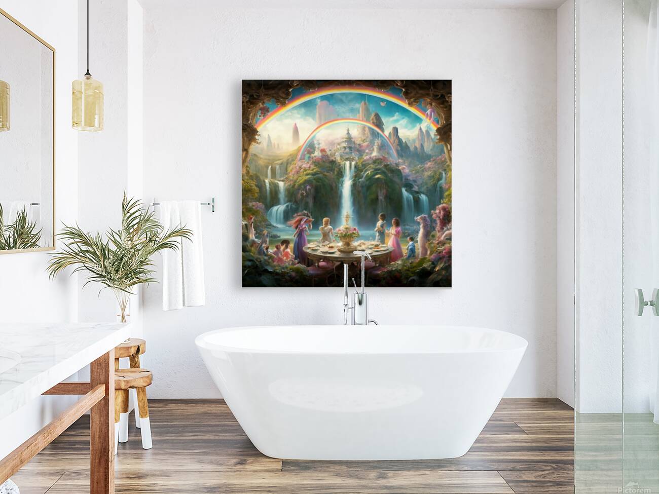 a stunning wall painting depicting a utopian land Reproduction