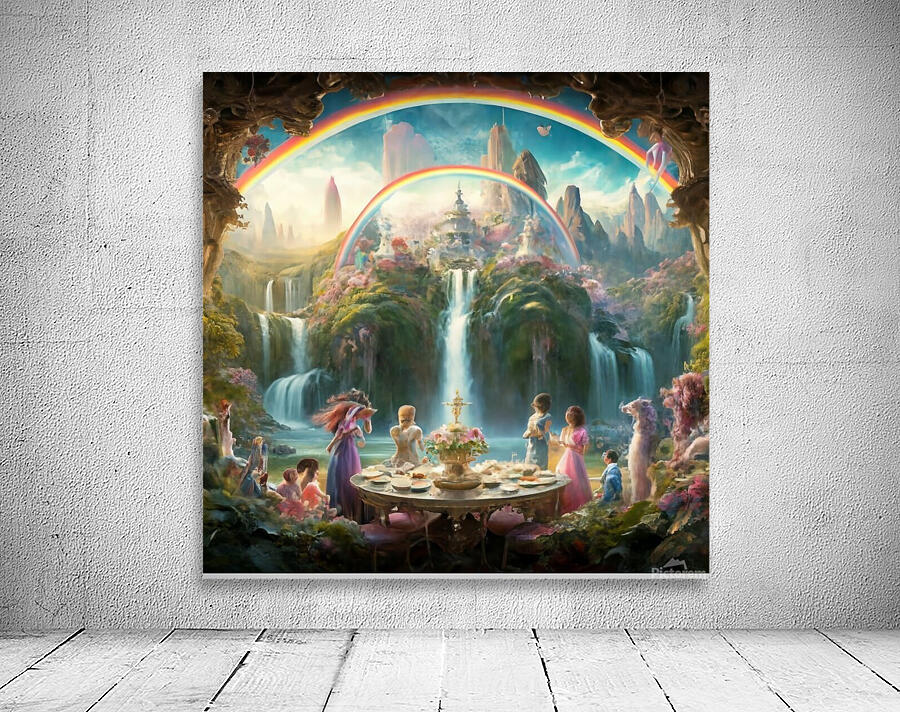 a stunning wall painting depicting a utopian land Wall Preview