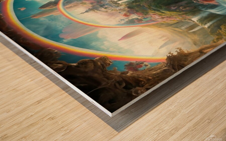 a stunning wall painting depicting a utopian land Wood print