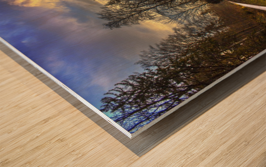 Winter sunset Wood print