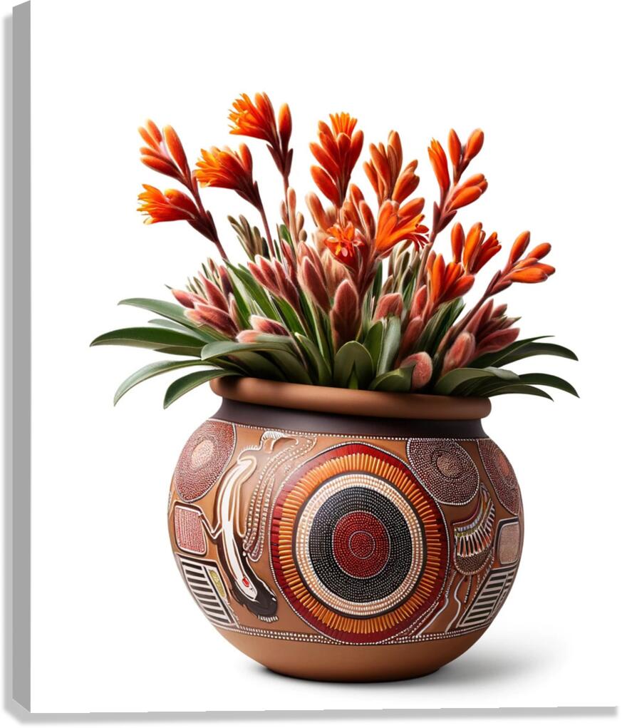 tiny dot aboriginal art ceramic pot