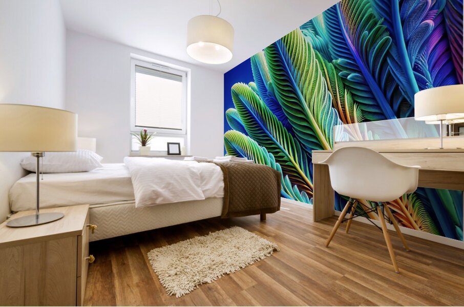 ai artist debra amerson plant artistry blue green Mural print