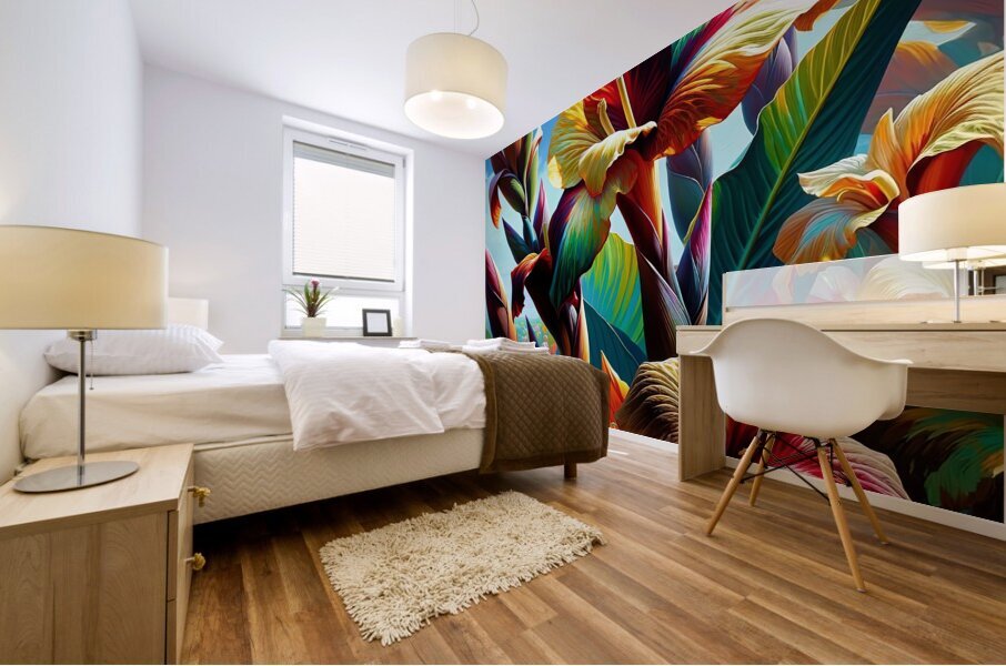 ai artist debra amerson plant artistry orange red Mural print