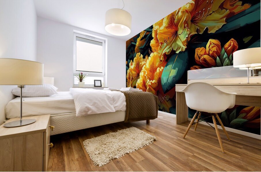 ai artist debra amerson plant artistry yellow rho Mural print