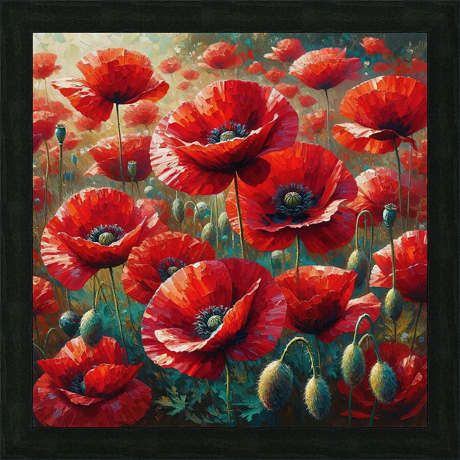 ai artist debra amerson orange oriental poppies p Picture Frame print
