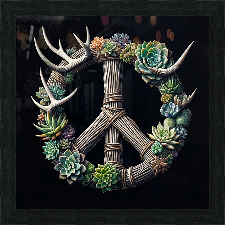 ai artist debra amerson peace sign floral art dee Picture Frame print