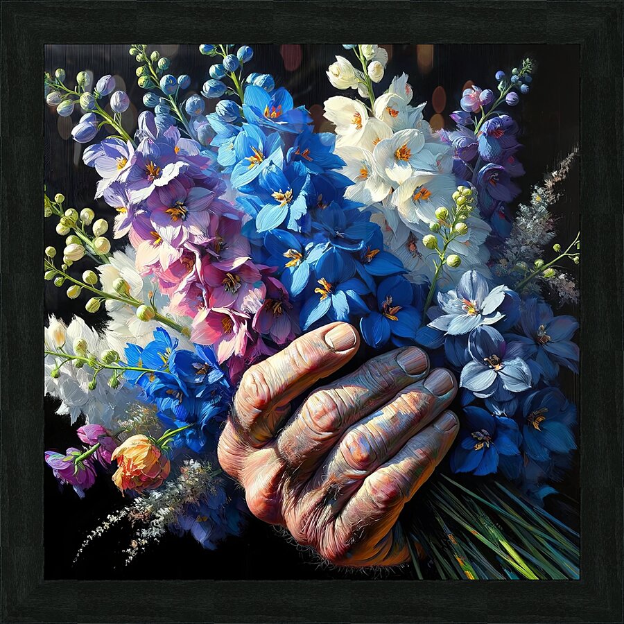 ai artist debra amerson plant artistry blue delph Picture Frame print