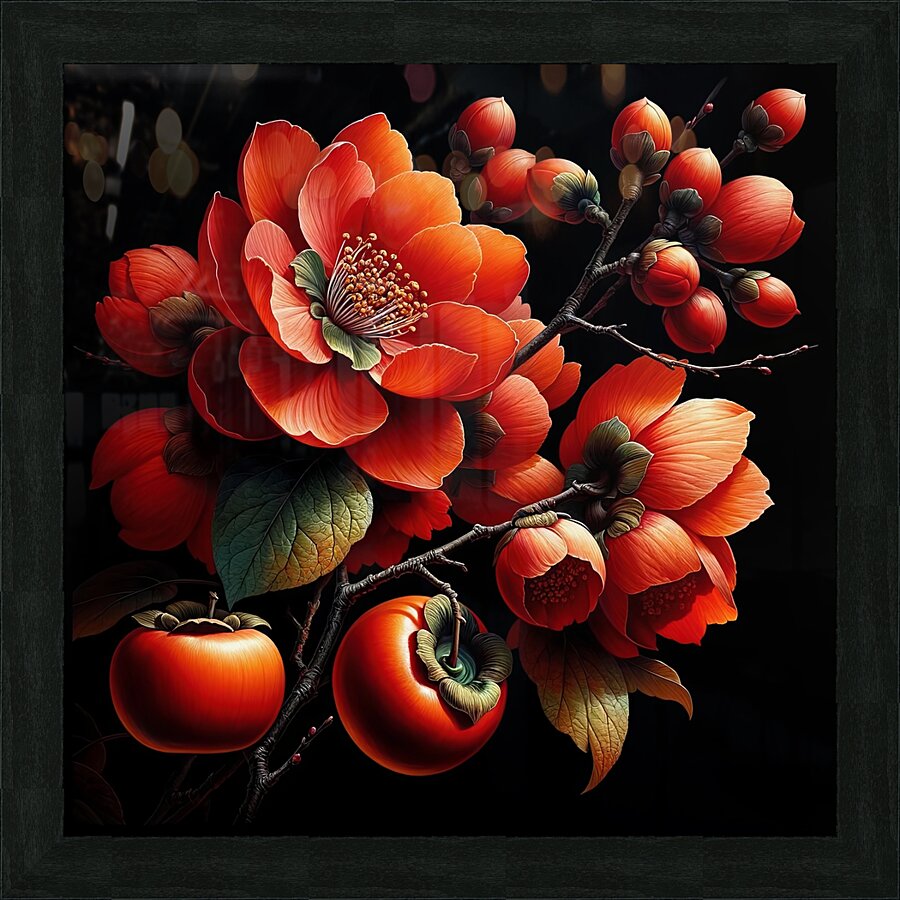 ai artist debra amerson plant artistry orange qui Picture Frame print