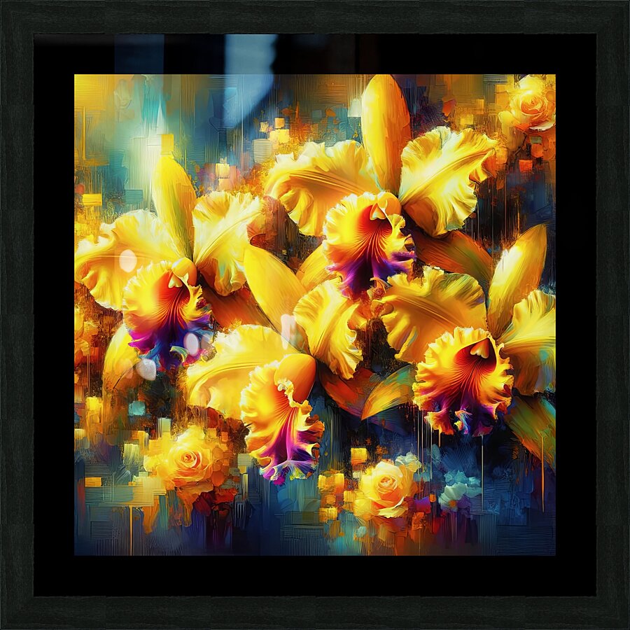 ai artist debra amerson yellow catlea orchids dee Picture Frame print