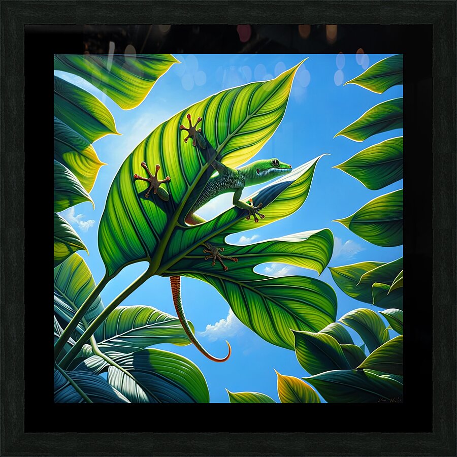 ai artist debra amerson philodendron gecko copyri Picture Frame print