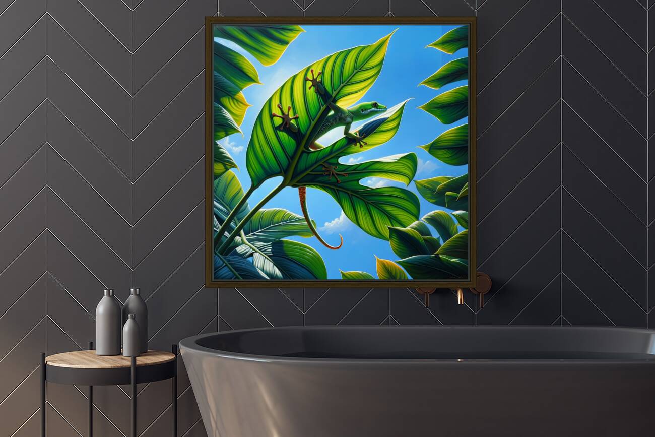 ai artist debra amerson philodendron gecko copyri Reproduction