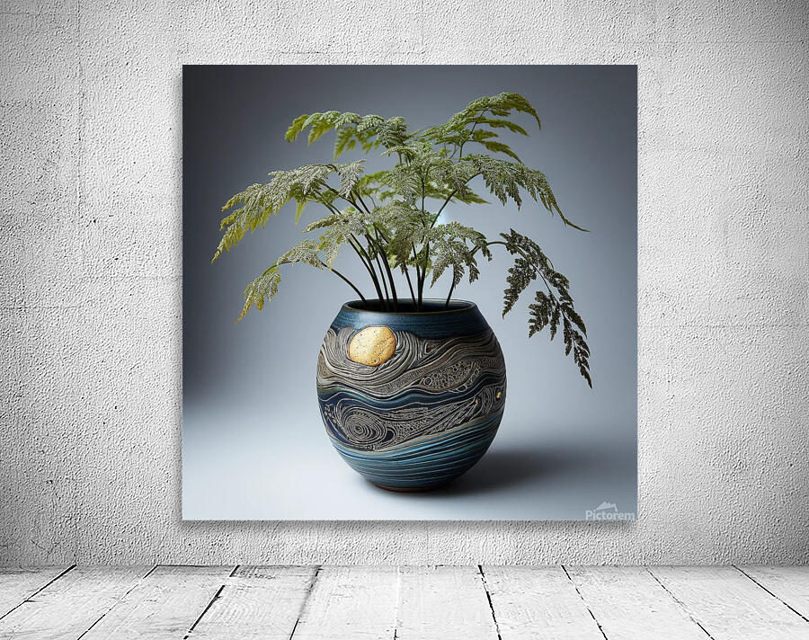 green fern artistic ceramic coil pot Wall Preview