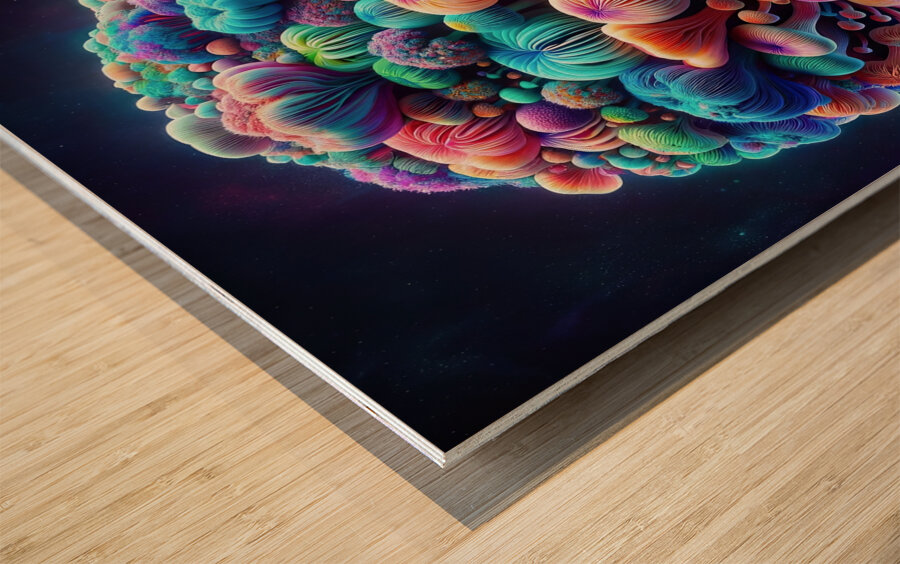 ai artist debra amerson abstract mushroom plant p Wood print