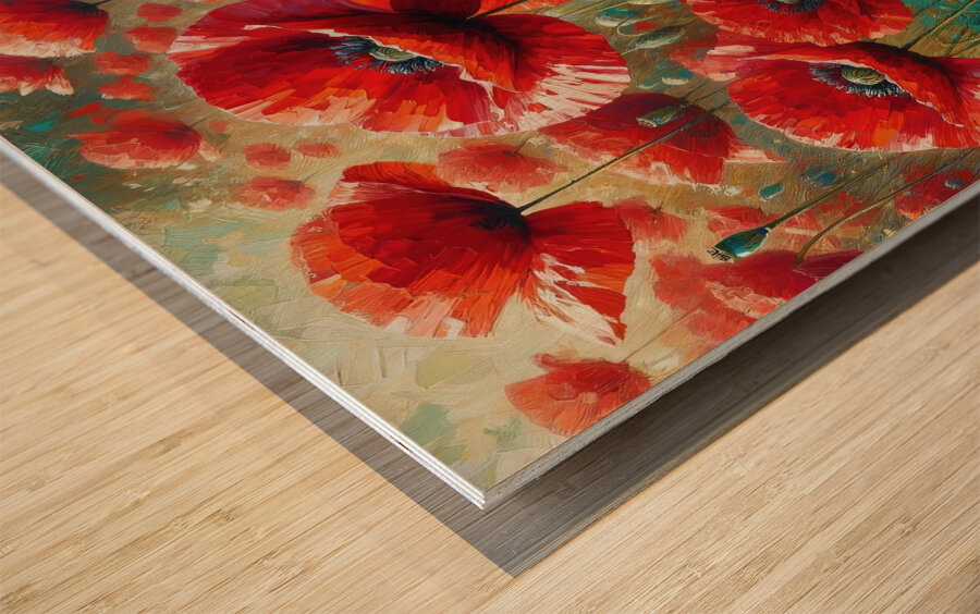 ai artist debra amerson orange oriental poppies p Wood print