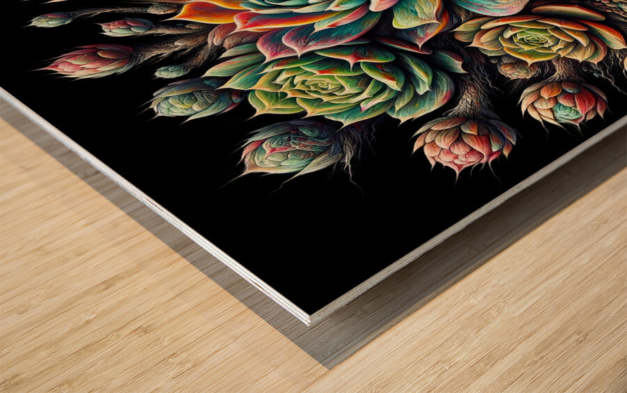 ai artist debra amerson plant artistry abstract h Wood print