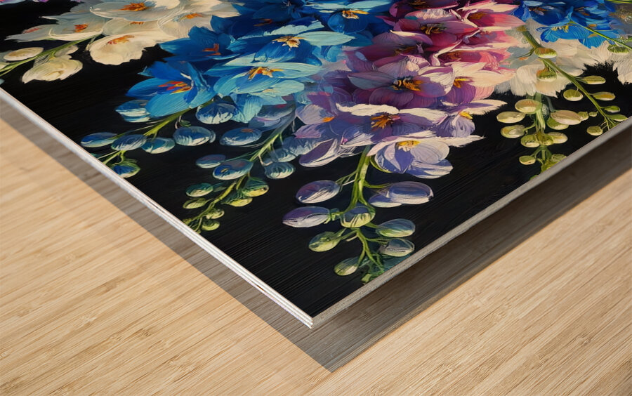 ai artist debra amerson plant artistry blue delph Wood print