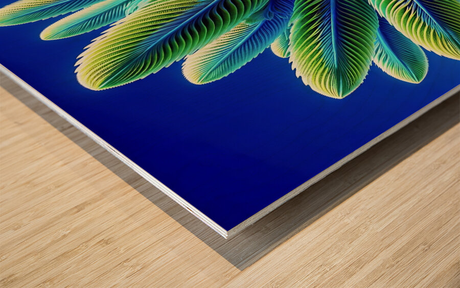 ai artist debra amerson plant artistry blue green Wood print