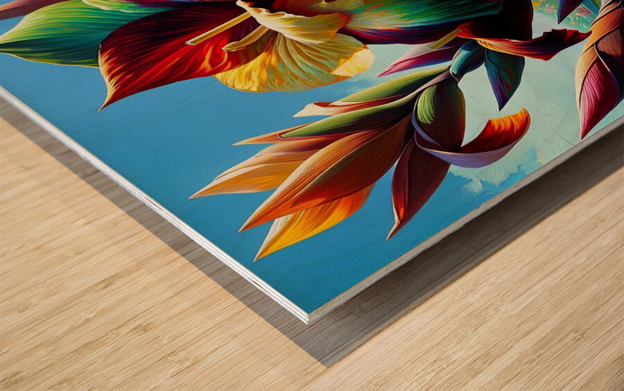 ai artist debra amerson plant artistry orange red Wood print