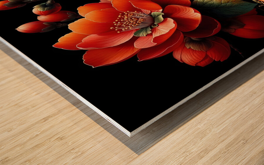 ai artist debra amerson plant artistry orange qui Wood print