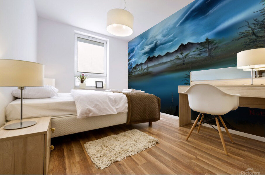 Cypress Trees Mountain Scene Mural print