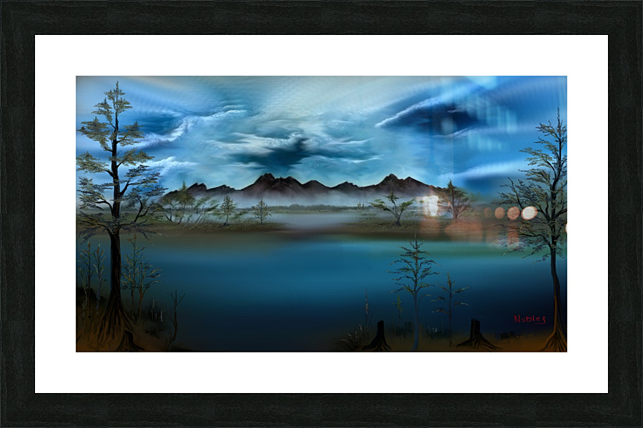 Cypress Trees Mountain Scene Picture Frame print