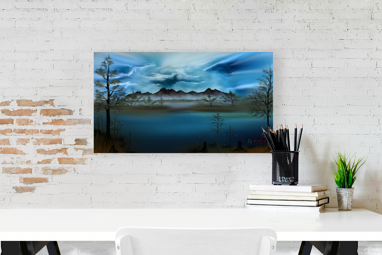 Cypress Trees Mountain Scene Reproduction