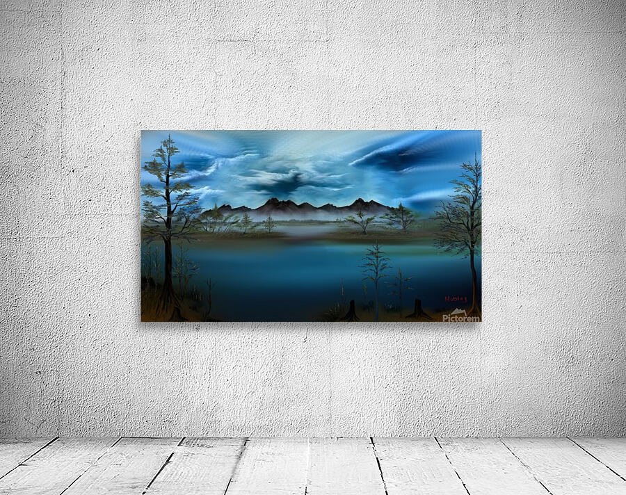 Cypress Trees Mountain Scene Wall Preview
