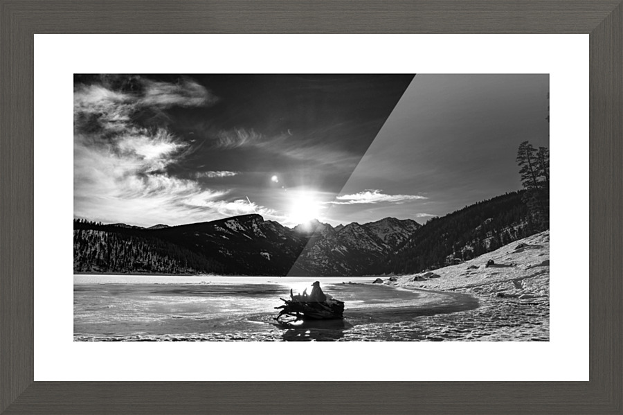 Winter Lake BW Picture Frame print