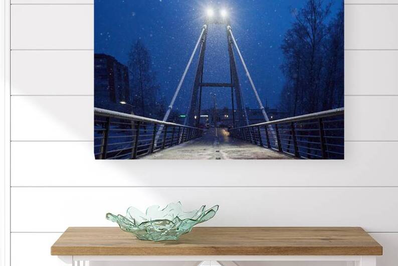 Snowy Night Bridge by Vetre
