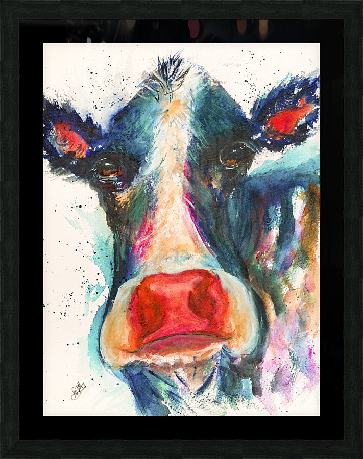 Curious Cow Picture Frame print