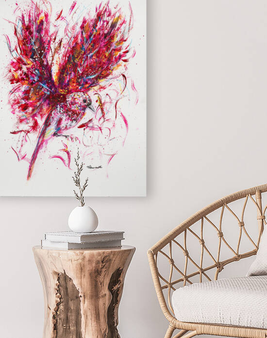 Bird in Flight- Multicolor Reds by Debbie Arsenault