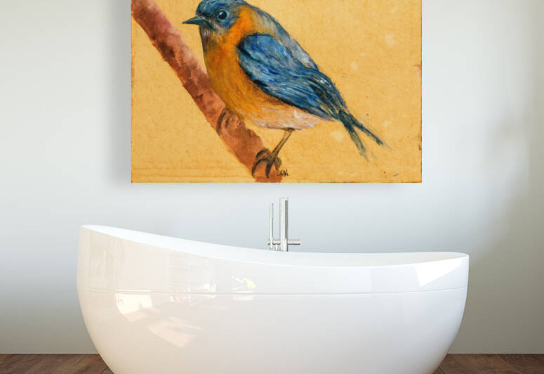 Bird on Antique Paper by Debbie Arsenault