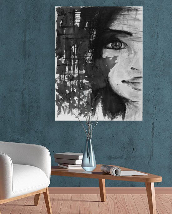 Girl Looking - Black  & White by Debbie Arsenault