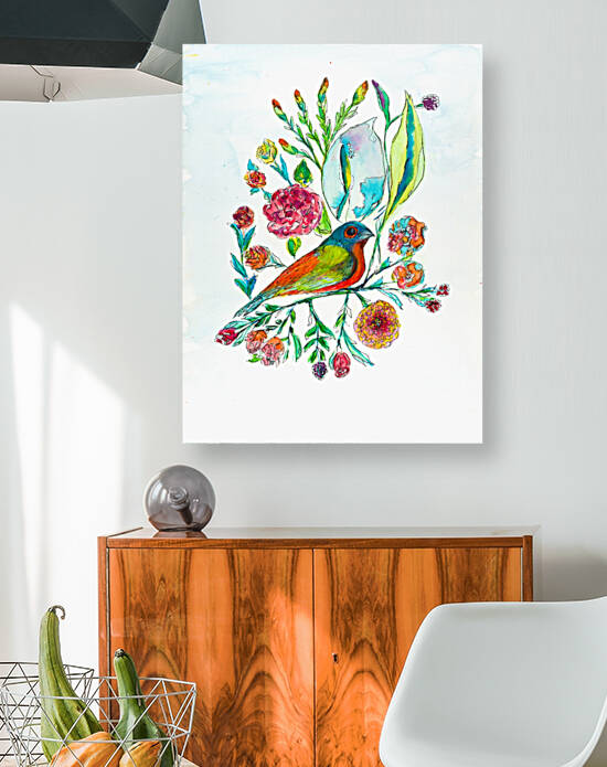 Flowers with Bird by Debbie Arsenault