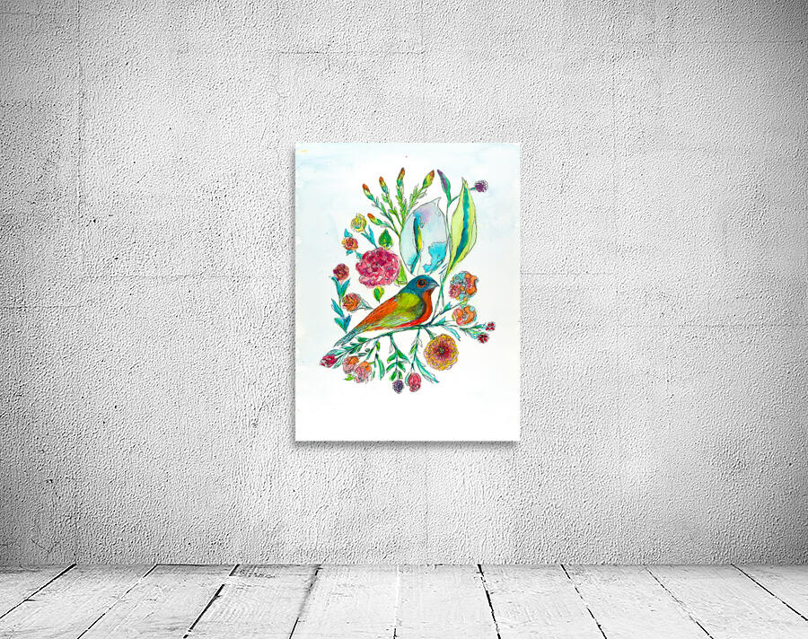 Flowers with Bird Wall Preview