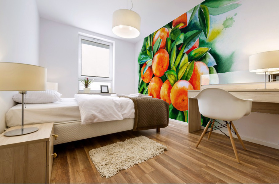 Watercolor oranges Mural print