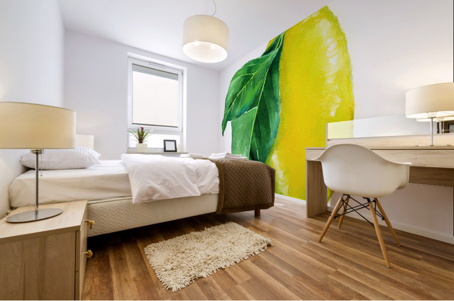 Lemon watercolor Mural print