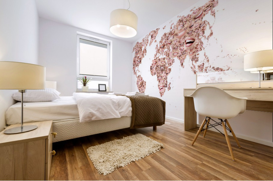 Happy world map Mural print