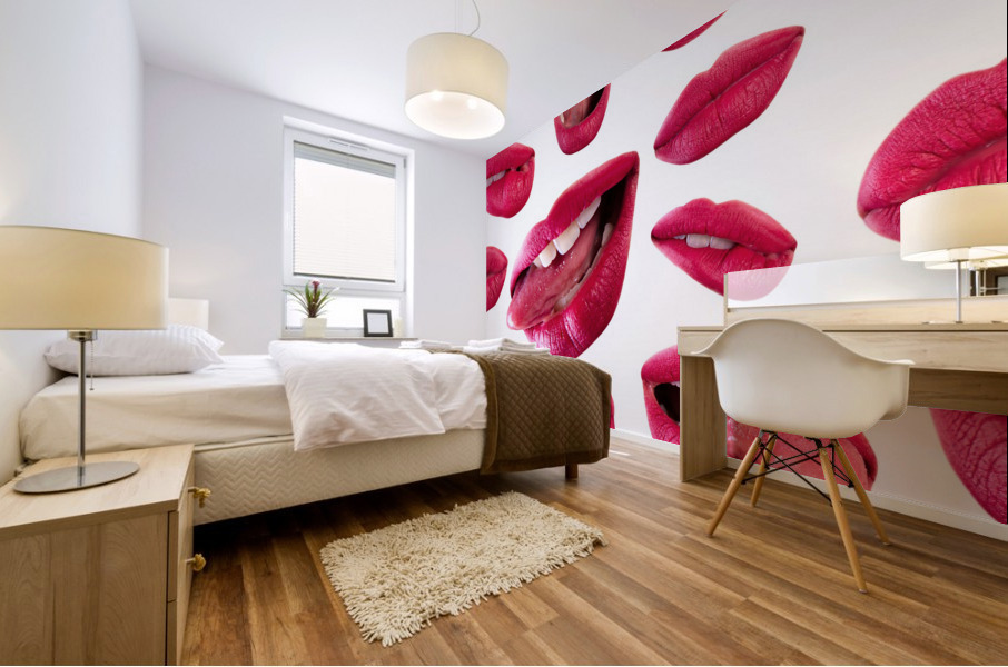 Lips pattern Mural print