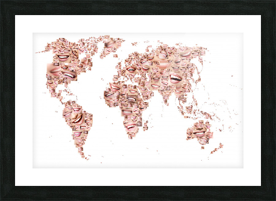 Happy world map Picture Frame print