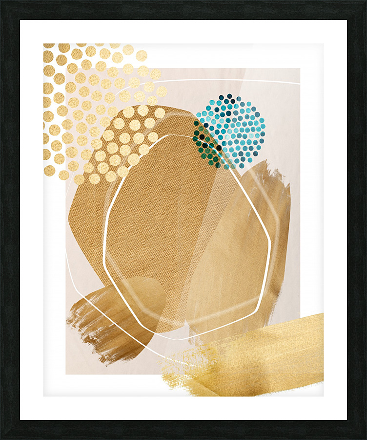 Abstract golden composition mixed technique Picture Frame print