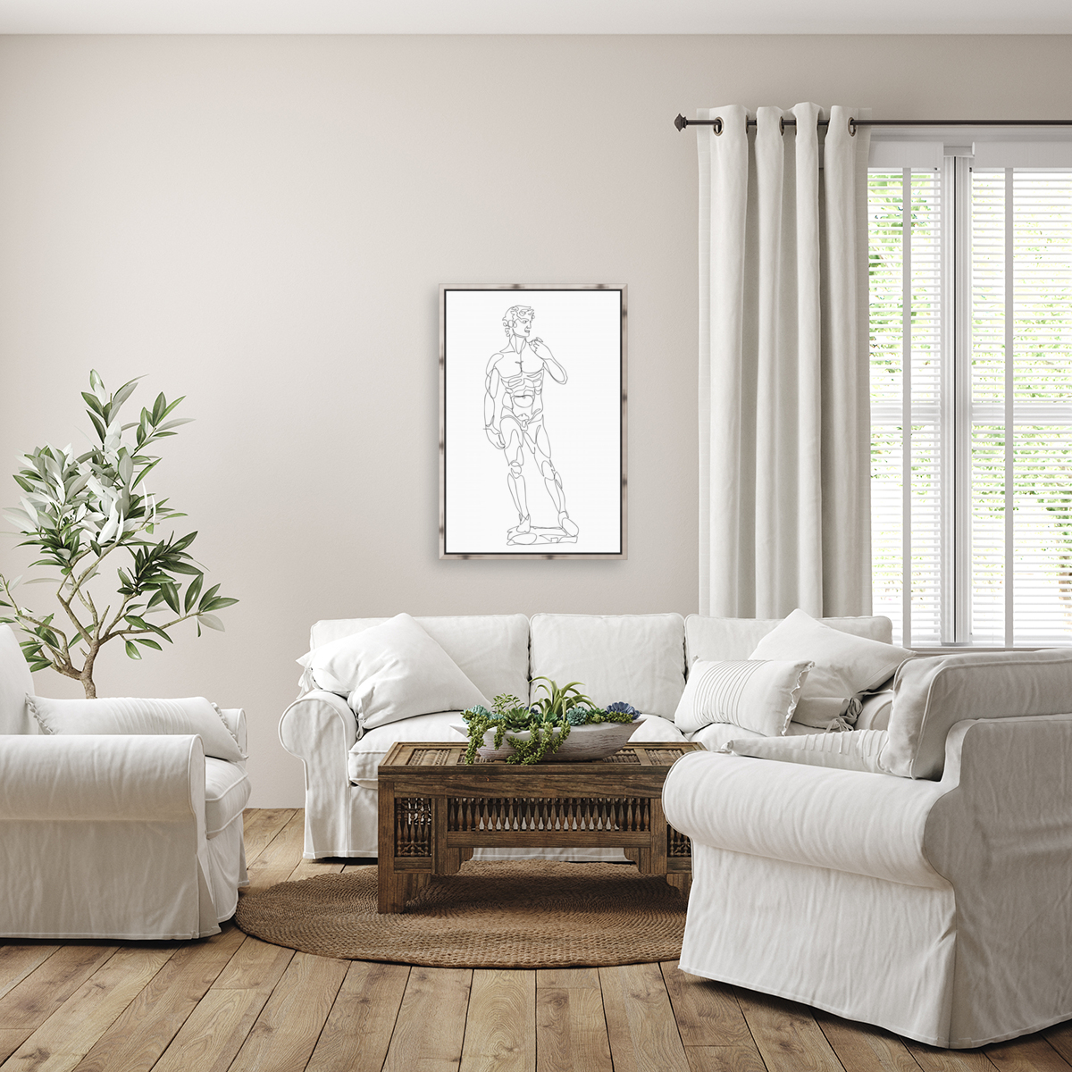 David continuous line art Reproduction