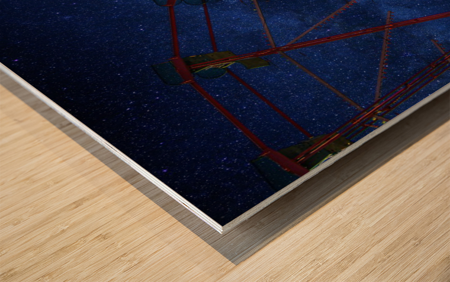 The Indian Princess and the Ferris Wheel Night Version Wood print