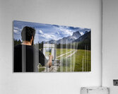Unknown Artist Painting The Three Sisters In Canmore Alberta Canada Acrylic Print